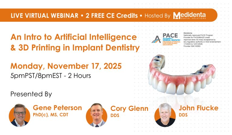 Medidenta - Education - Live Webinar - An Intro to Artificial Intelligence & 3D Printing in Implant Dentistry
