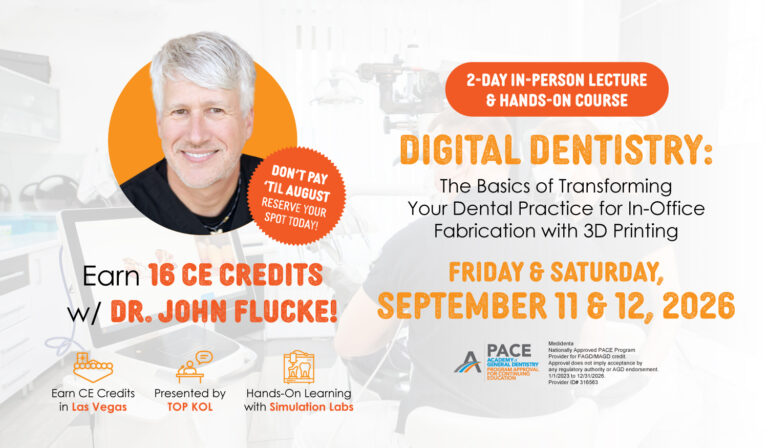Medidenta - Medidenta Education - John Flucke - Digital Dentistry - The Basics of Transforming Your Dental Practice for In-Office Fabrication with 3D Printing - Two Day Course - Friday and Saturday September 11 and 12 - 2026 - 02
