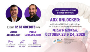 Medidenta - Education - Jorge Alegre - Paolo Lubrano - Course - AOX Unlocked - A Modern 3D Printing Workflow for Full-Arch Implant Rehabilitation - 01