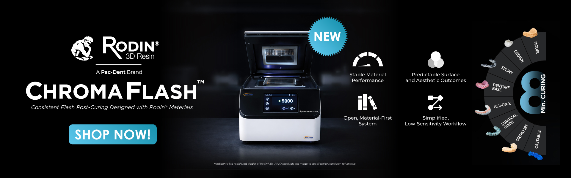 Medidenta - 3D Printing - Curing - Rodin Chroma Flash - Shop Now - Desktop Banner - 02